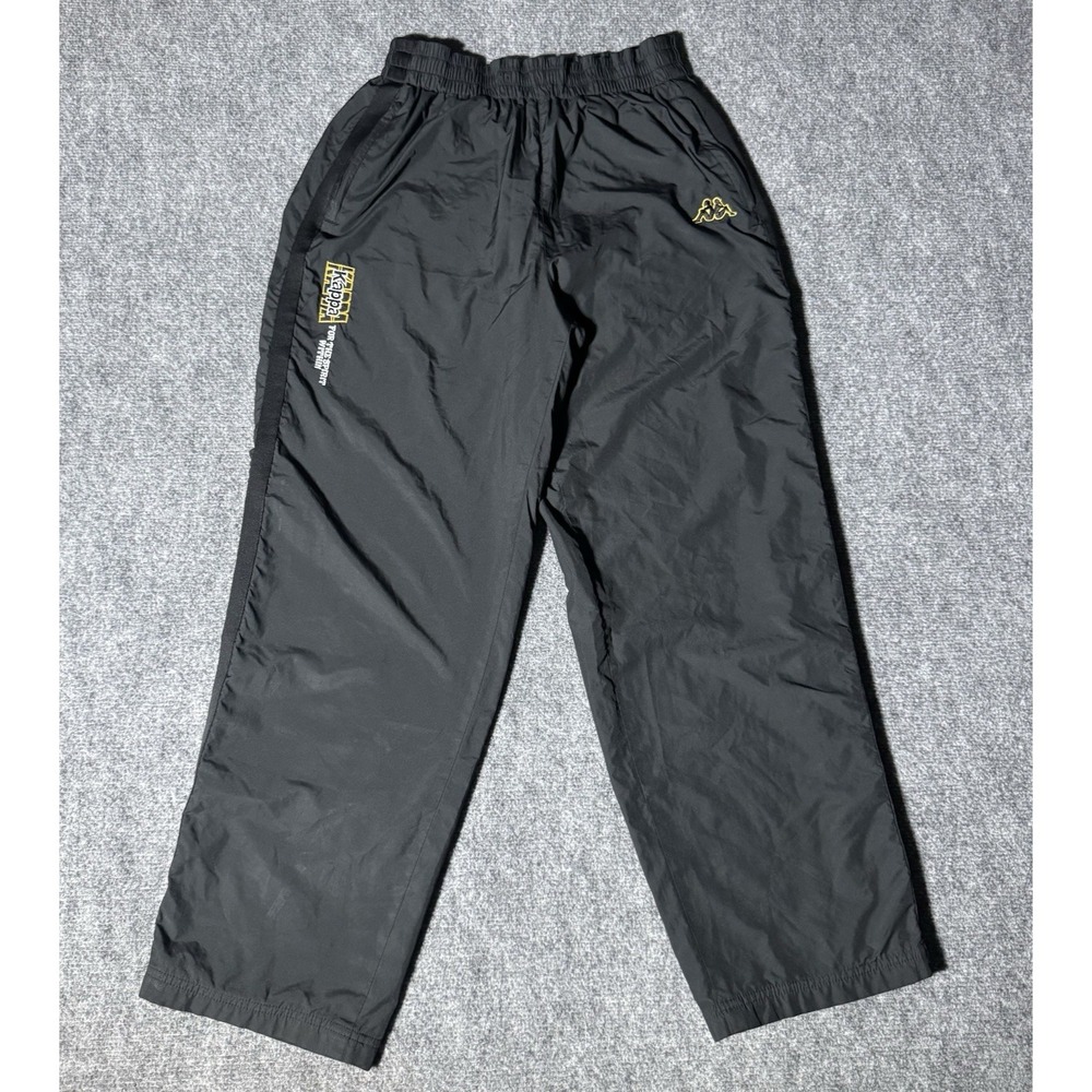 Kappa Track Pants Men Medium Black Logo Spirit Within Embroidery Streetwear